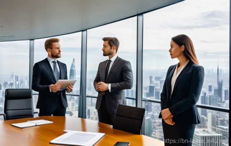 법률사무소의 변호사와 대형 로펌 차이 - **Prompt:** A diverse male lawyer, dressed in a sharp but approachable business suit, is sitting acr...