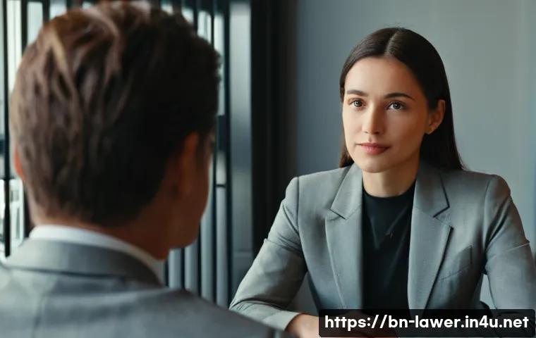 변호사 실무를 위한 필수 스킬 - **Prompt:** A young female lawyer, in her early 30s, with a warm, empathetic expression, is sitting ...