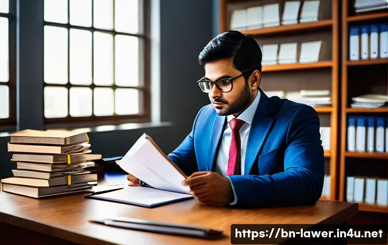 변호사 이직 준비 체크리스트 - A professional Bengali lawyer in a modern office setting, thoughtfully evaluating a detailed skills ...
