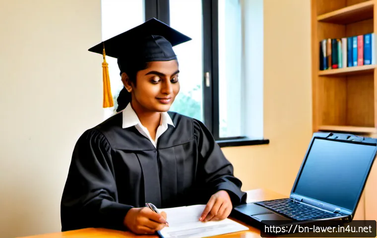 Home 17 변호사 자격 취득 후 해외 유학 사례 - Photorealistic editorial scene of a newly qualified Bangladeshi lawyer preparing for overseas postgr...